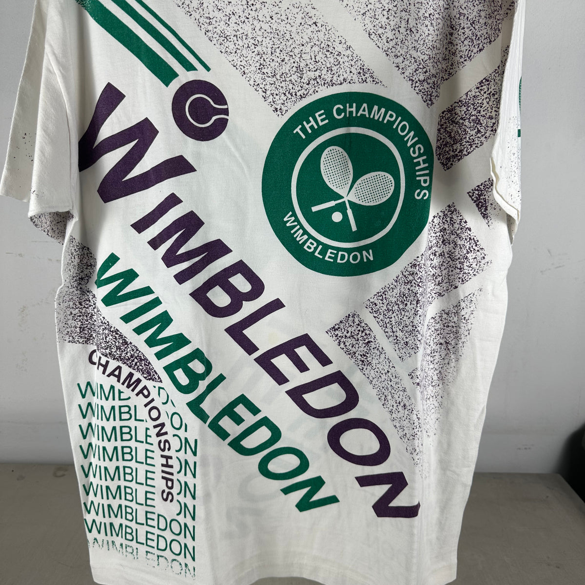 Vintage 90s Wimbledon Tennis Championships AOP Graphic Single Stitch T-shirt