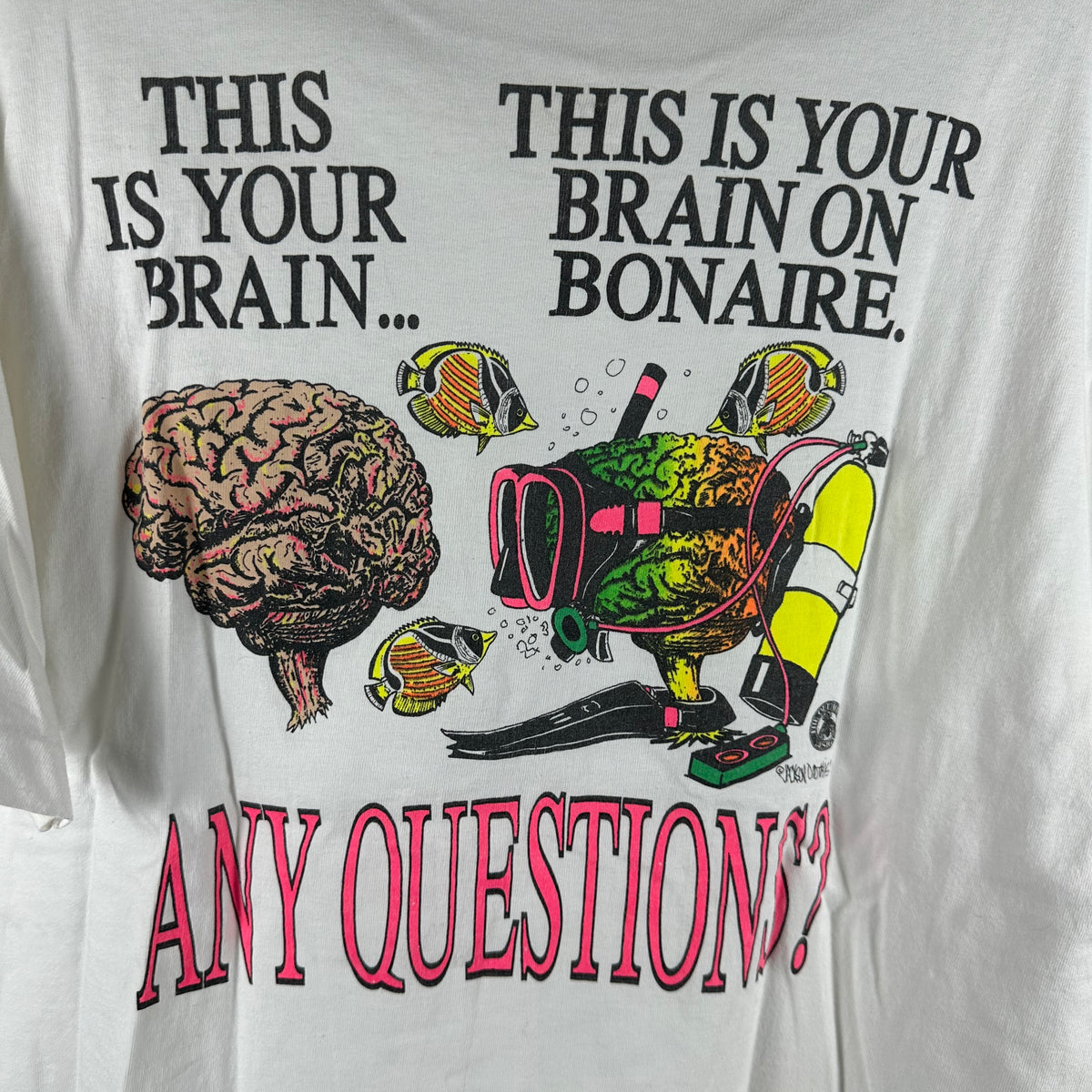 Vintage 1990 Brainwaves Sportswear This Is Your Brain Graphic Single Stitch T-shirt