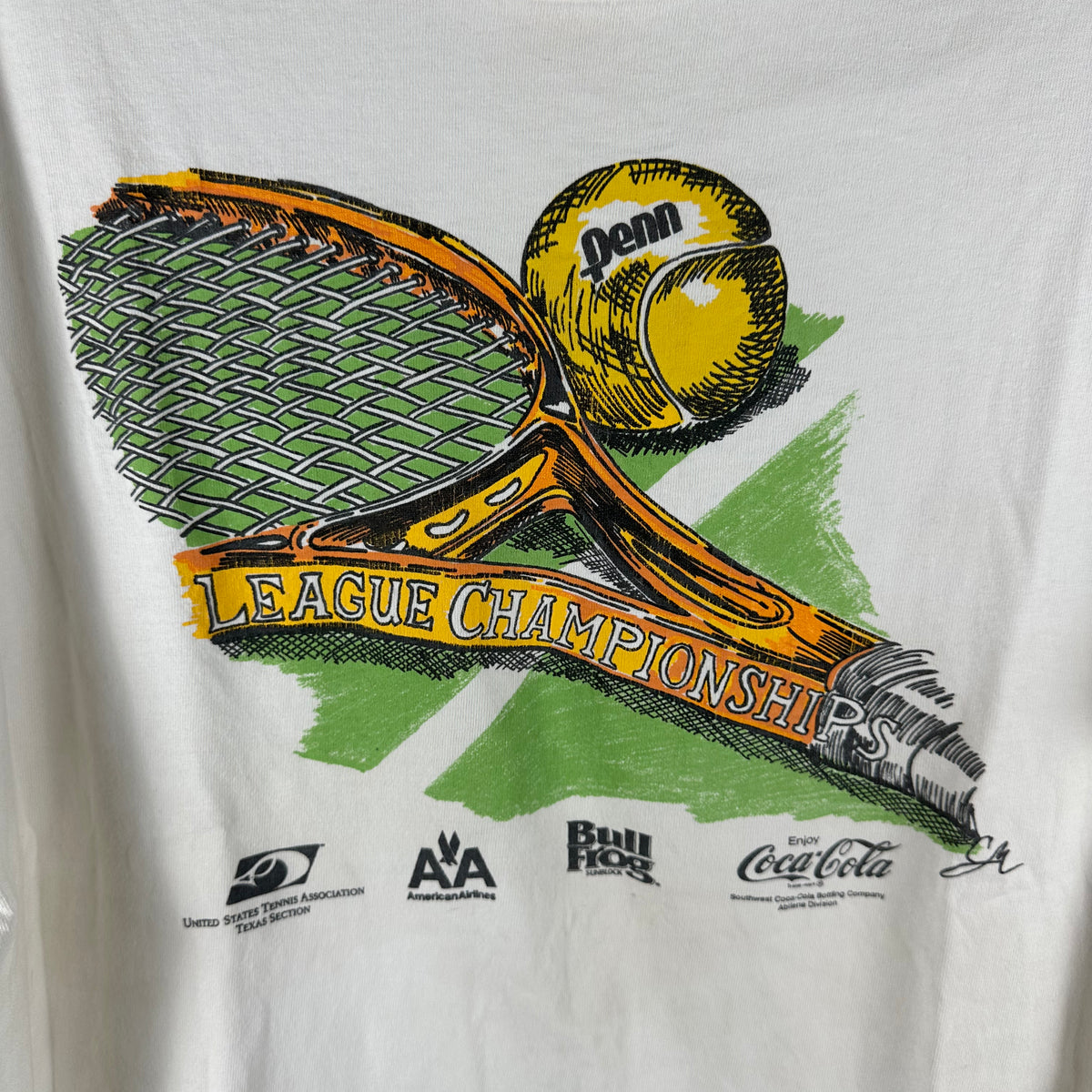 Vintage 90s Penn Tennis League Championships Graphic Single Stitch T-shirt