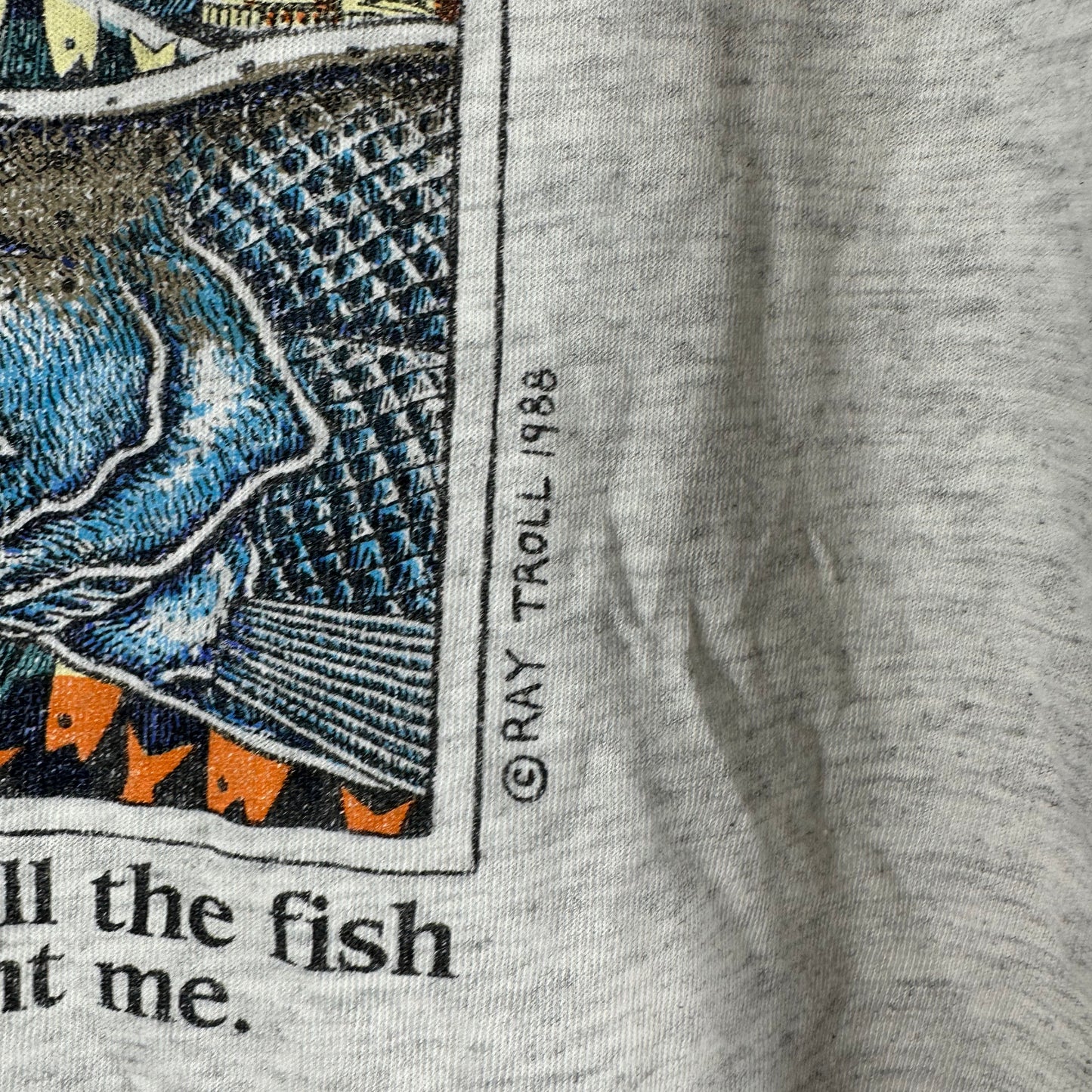 Vintage 1988 Ray Troll The Fisherman's Guilt Graphic Single Stitch T-shirt