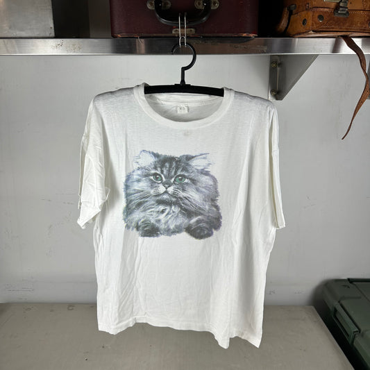 Vintage 90s Cat Face Photo Single Stitch T-shirt