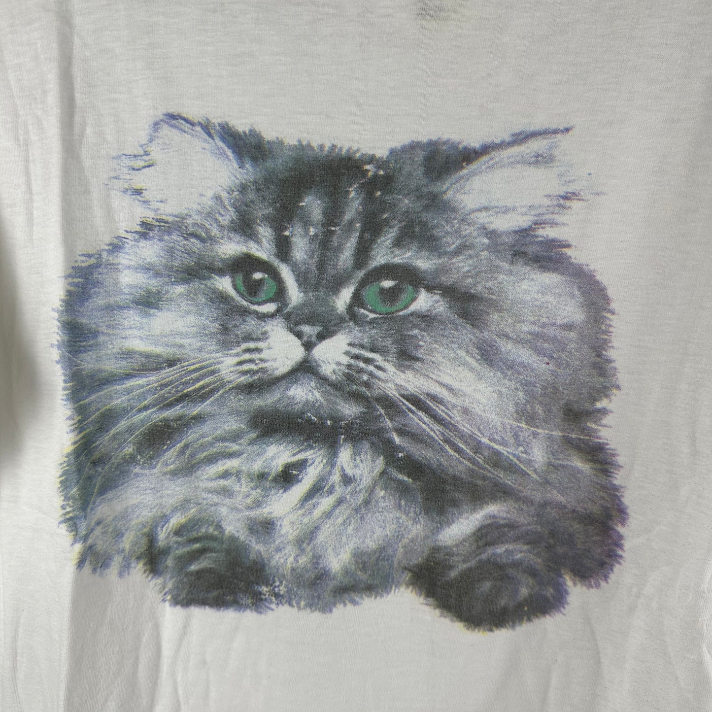 Vintage 90s Cat Face Photo Single Stitch T-shirt