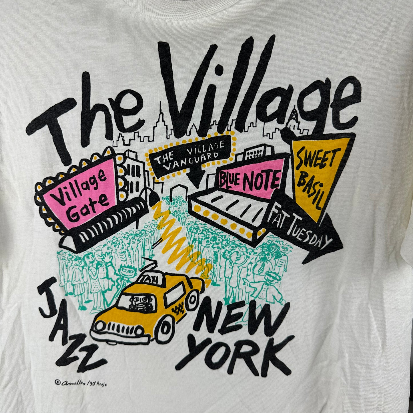 Vintage 1990 The Village New York Jazz City Artwork Single Stitch T-shirt