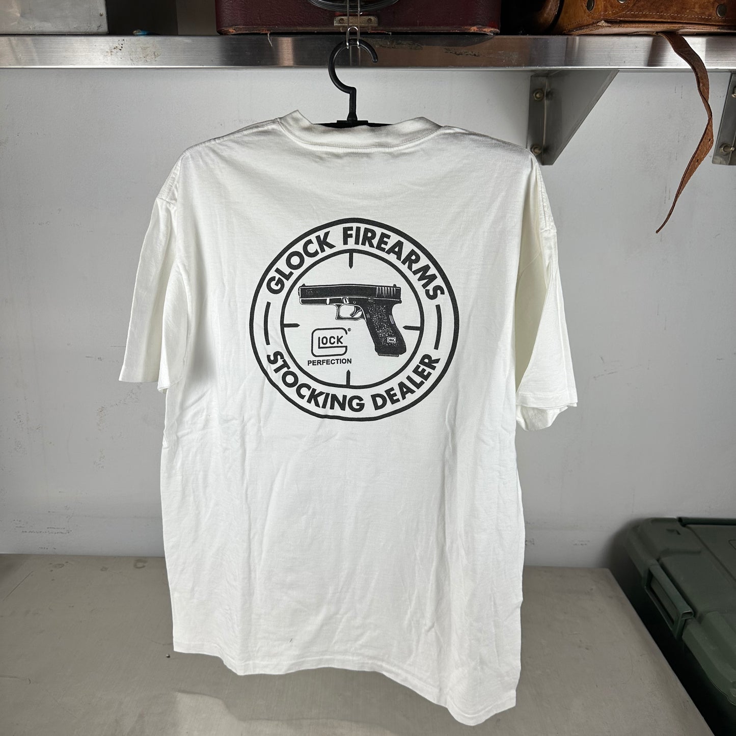 Vintage 90s Glock Protection Firearms Pistol Graphic Single Stitch T-shirt