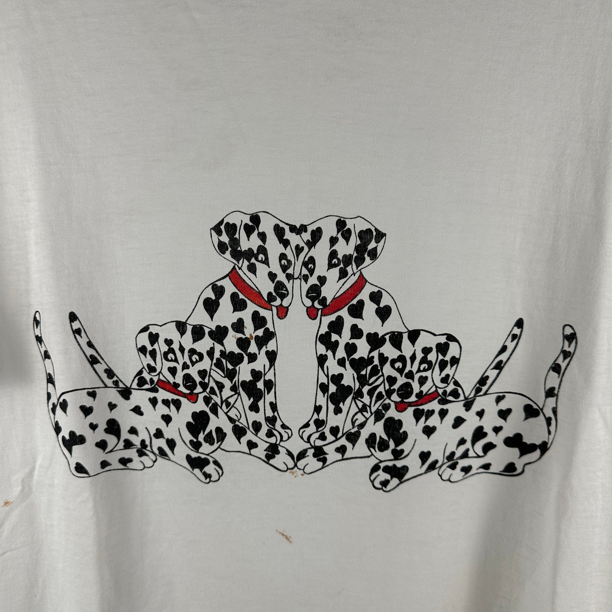 Vintage 90s Dalmatian Dog Heart Artwork Graphic Single Stitch T-shirt
