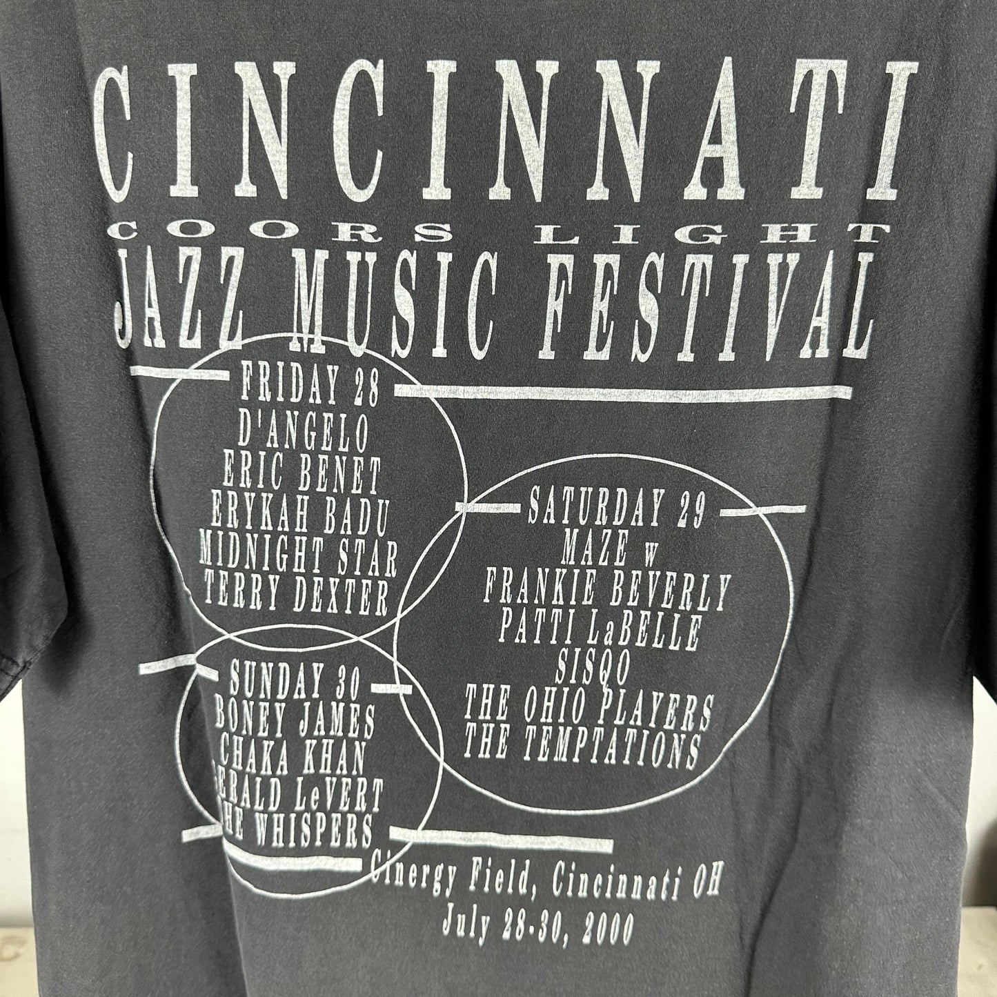 Vintage 2000 Cincinnati Jazz Festival D' Angelo Erykah Badu Gerald LeVert T-shirt