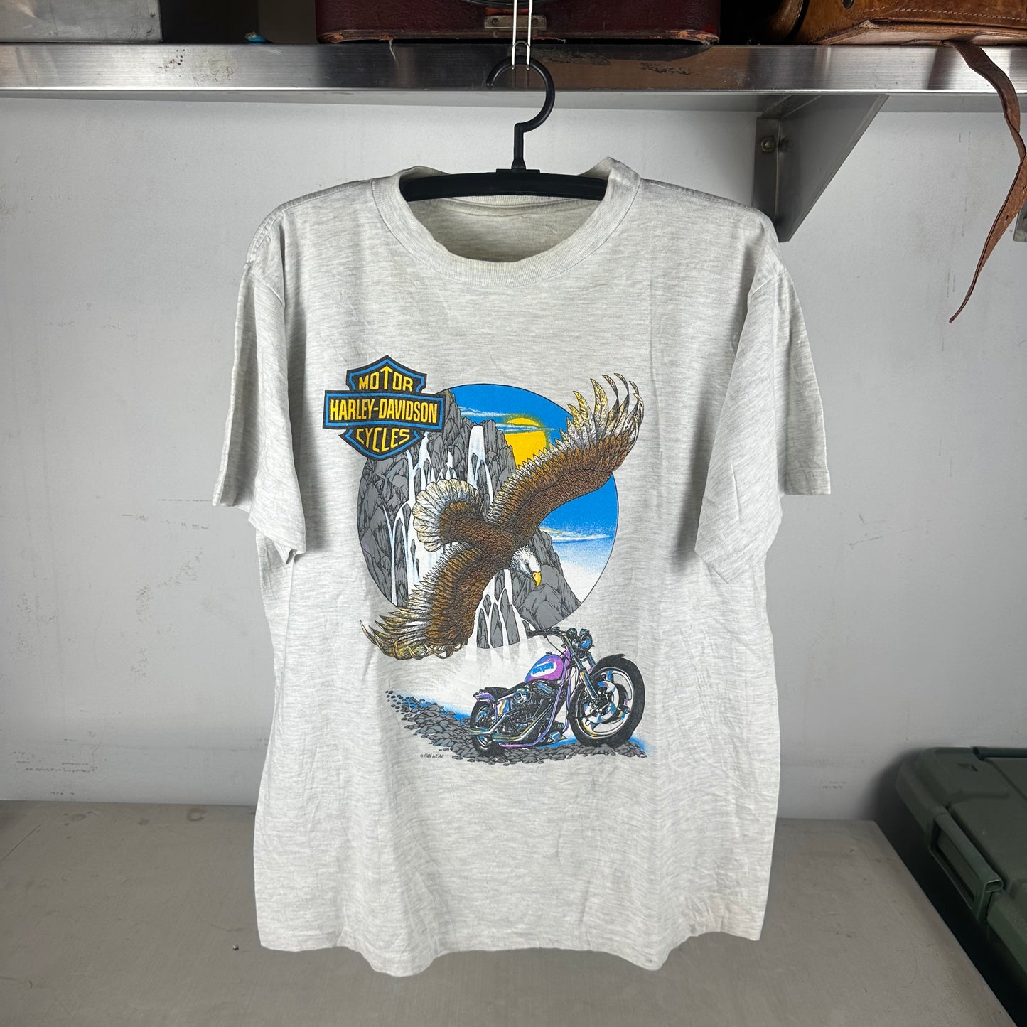 Vintage 90s Harley Davidson Motorcycles Eagle Graphic Single Stitch T-shirt