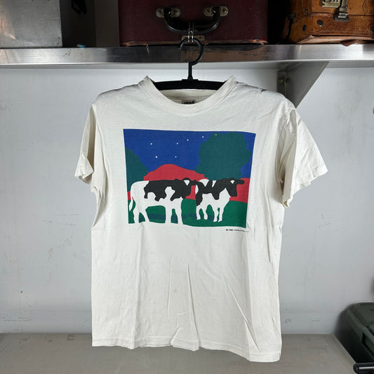 Vintage 1985 Woody Jackson Cow Artwork Single Stitch T-shirt