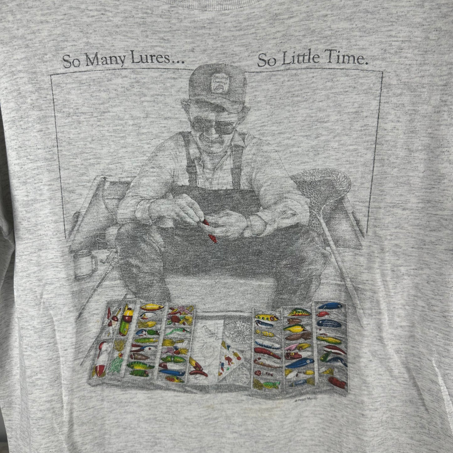 Vintage 90s Peggy Murray So Many Lures So Little Time Fishing Single Stitch T-shirt
