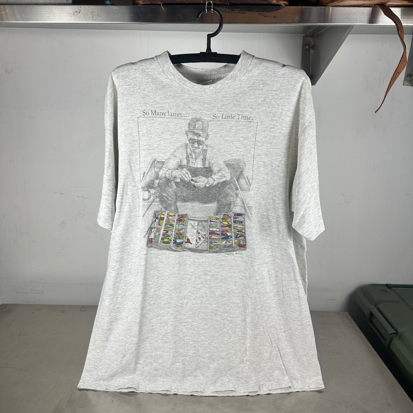 Vintage 90s Peggy Murray So Many Lures So Little Time Fishing Single Stitch T-shirt