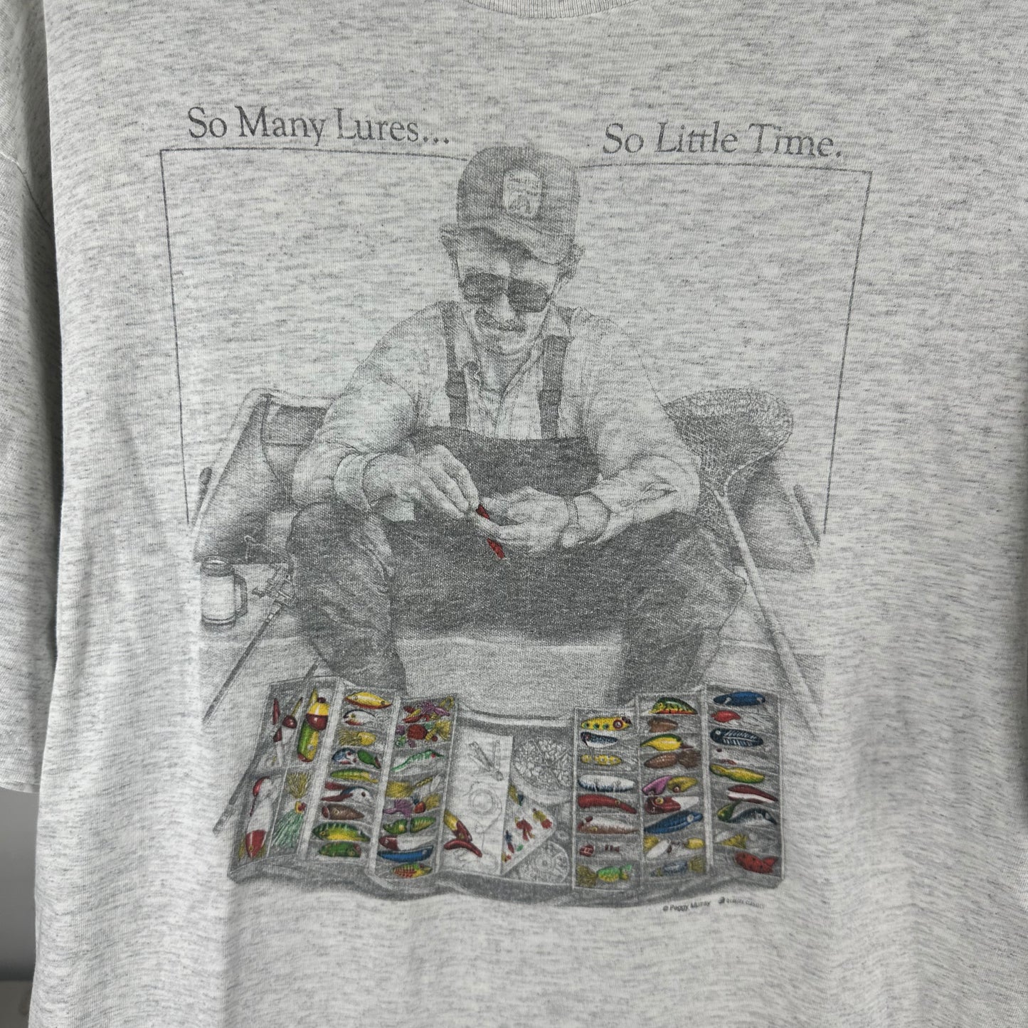 Vintage 90s Peggy Murray So Many Lures So Little Time Fishing Single Stitch T-shirt