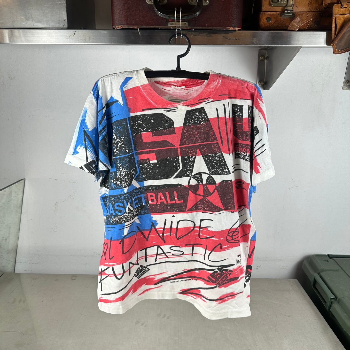 Vintage 90s USA Basketball Olympic Worldwide Funtastic AOP Single Stitch T-shirt