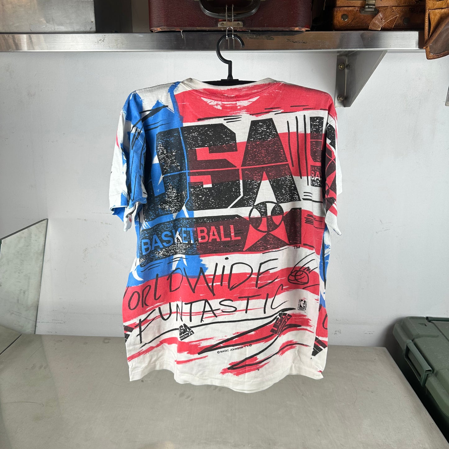 Vintage 90s USA Basketball Olympic Worldwide Funtastic AOP Single Stitch T-shirt
