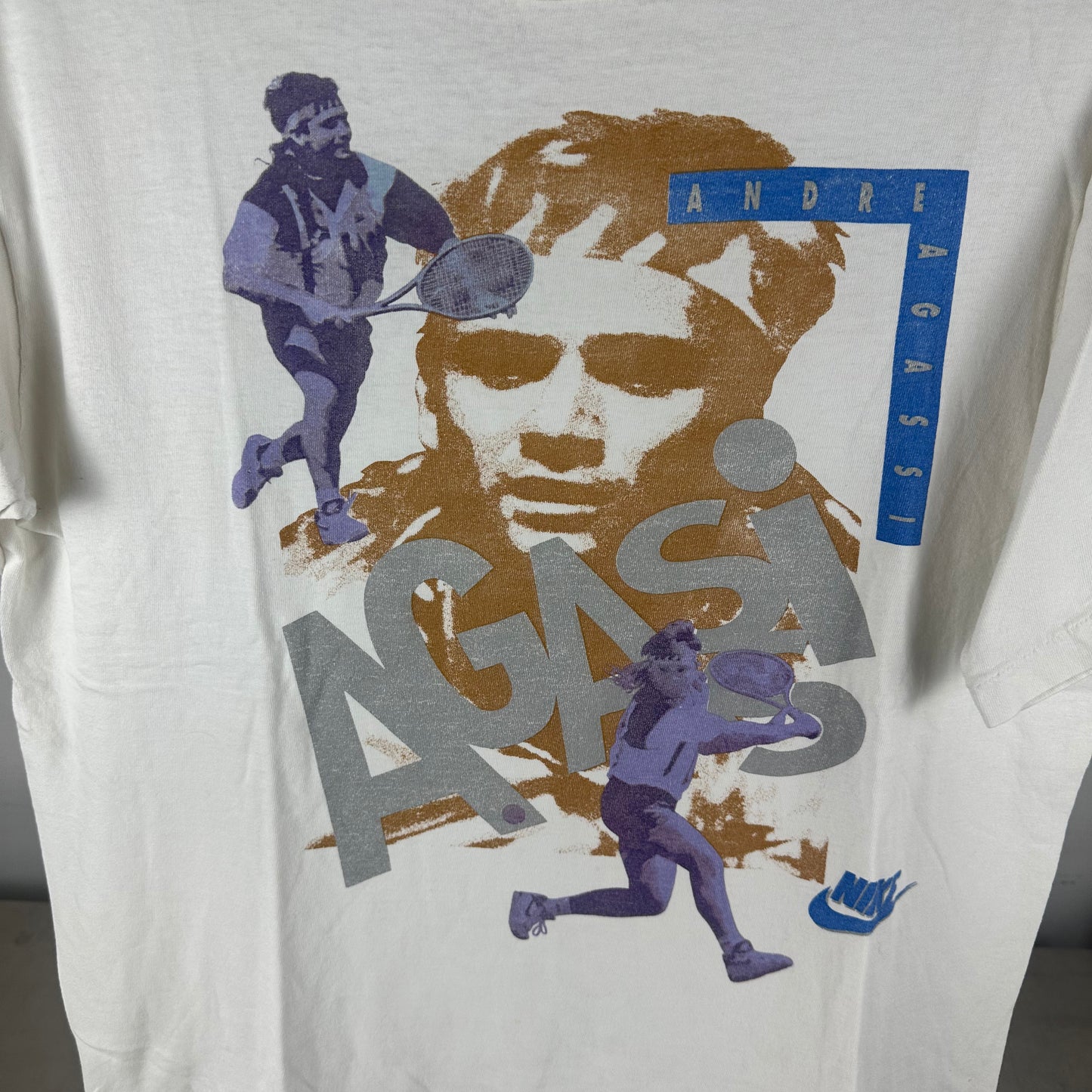 Vintage 90s Nike Andre Agassi Tennis Graphic Single Stitch T-shirt