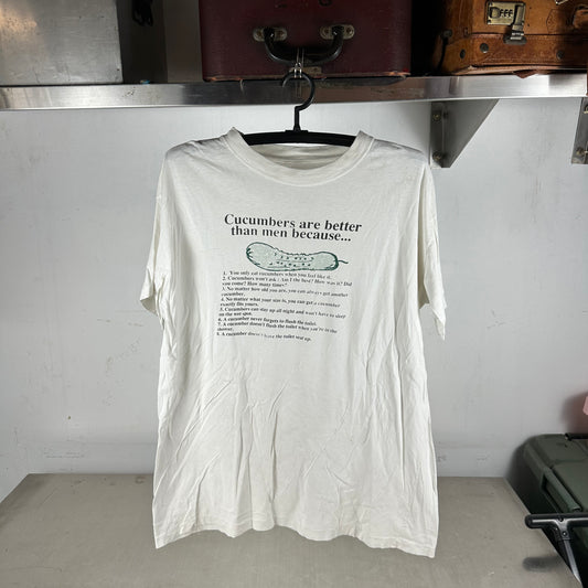 Vintage 90s Cucumbers Are Better Than Men Humor Single Stitch T-shirt