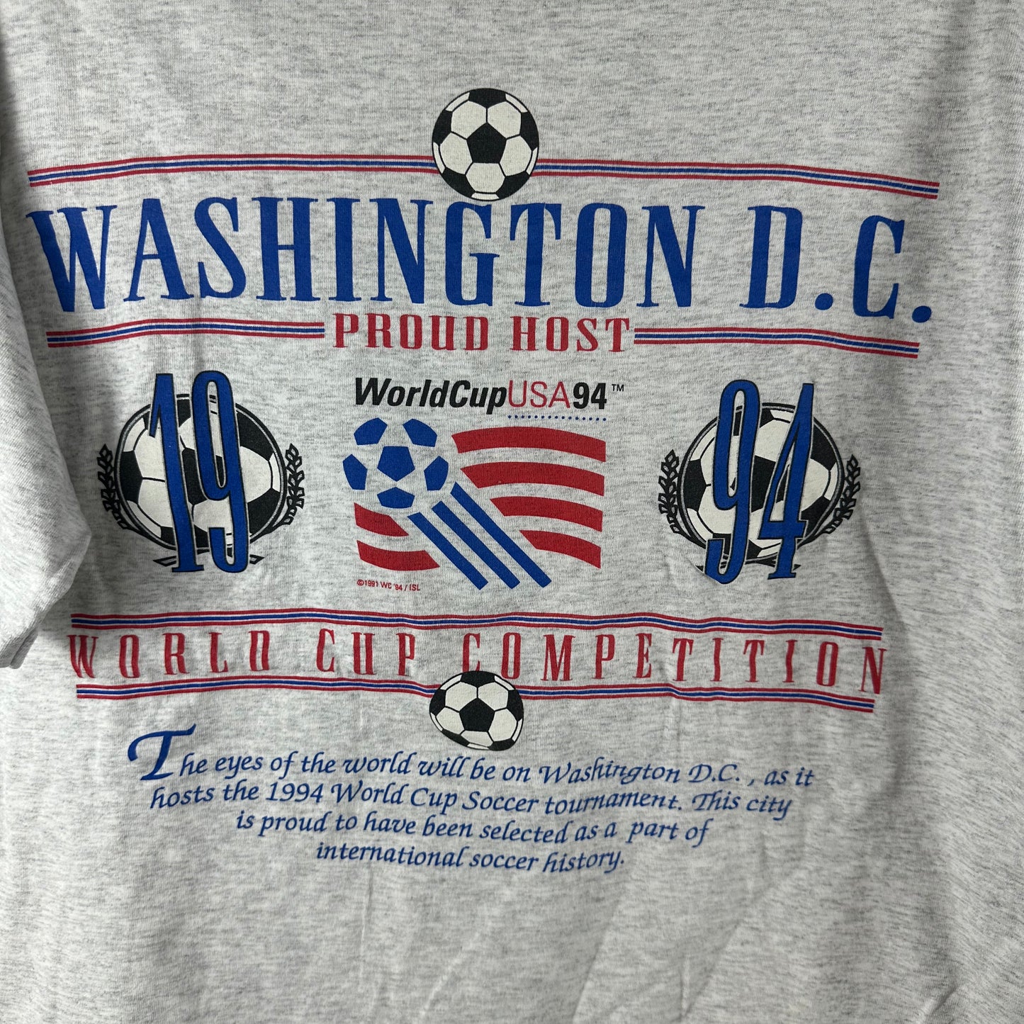 Vintage 1994 USA Soccer World Cup Washington DC Proud Host Nutmeg T-shirt