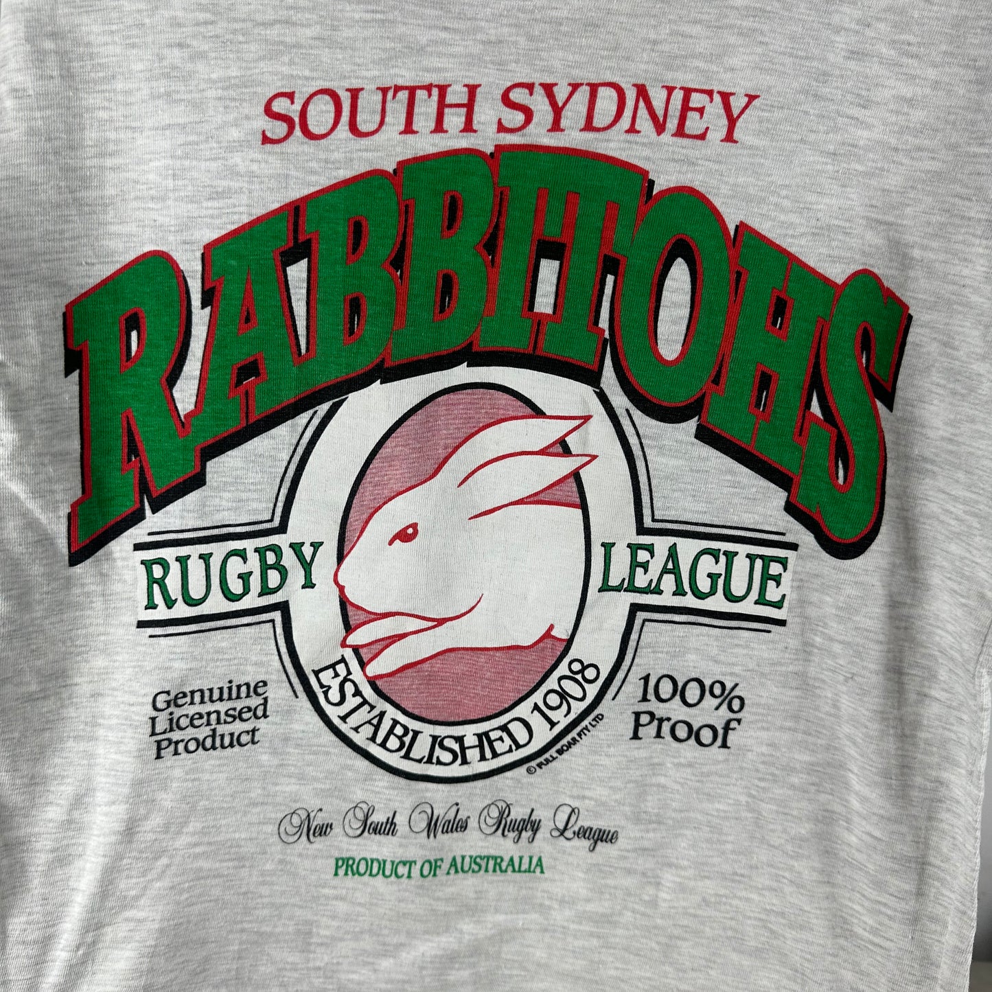 Vintage 90s South Sydney Rabbitohs NRL Graphic Single Stitch T-shirt