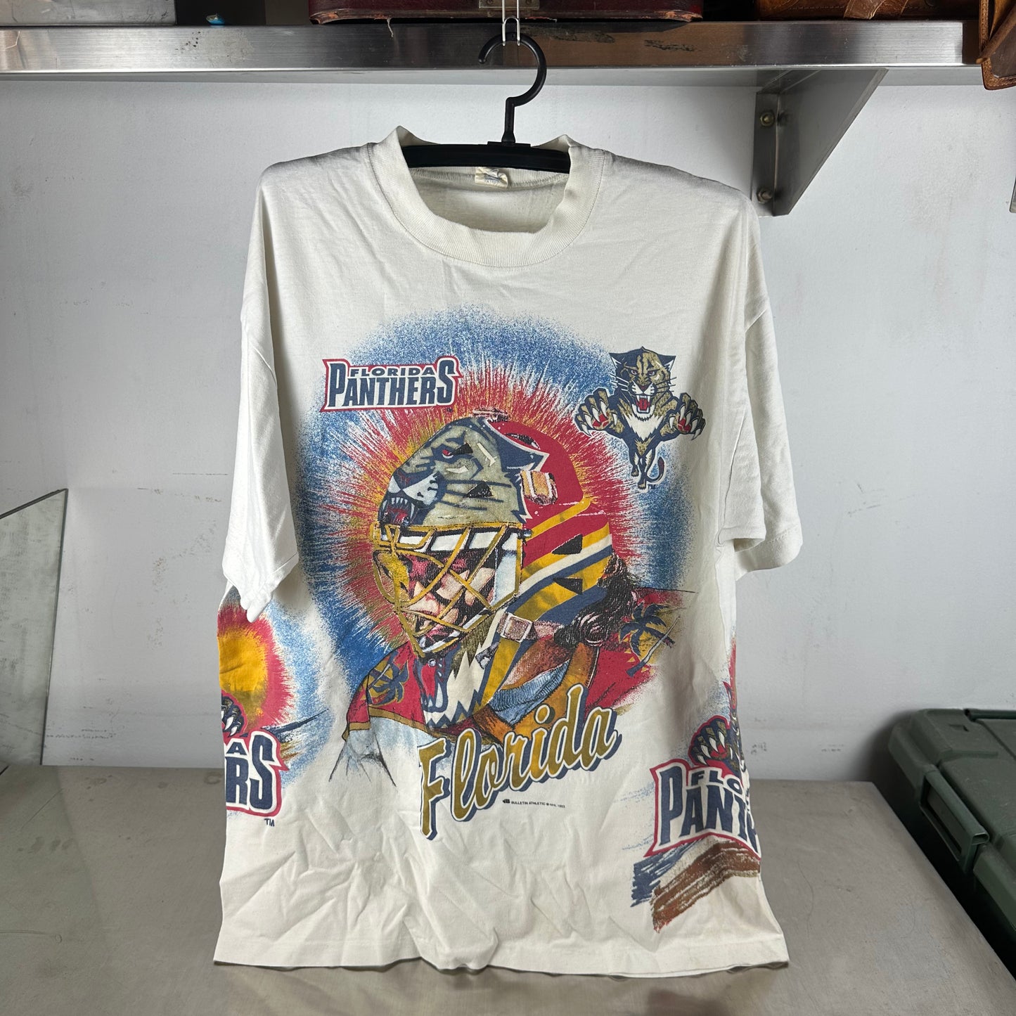 Vintage 90s Florida Panthers Bulletin Athletic NHL AOP Single Stitch T-shirt