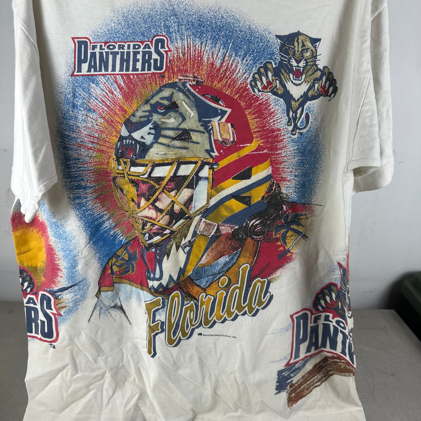 Vintage 90s Florida Panthers Bulletin Athletic NHL AOP Single Stitch T-shirt