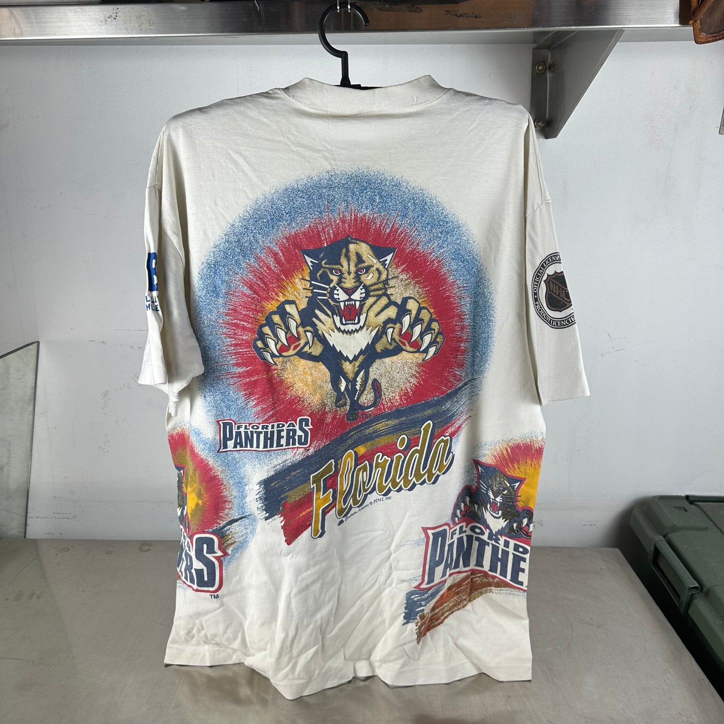 Vintage 90s Florida Panthers Bulletin Athletic NHL AOP Single Stitch T-shirt
