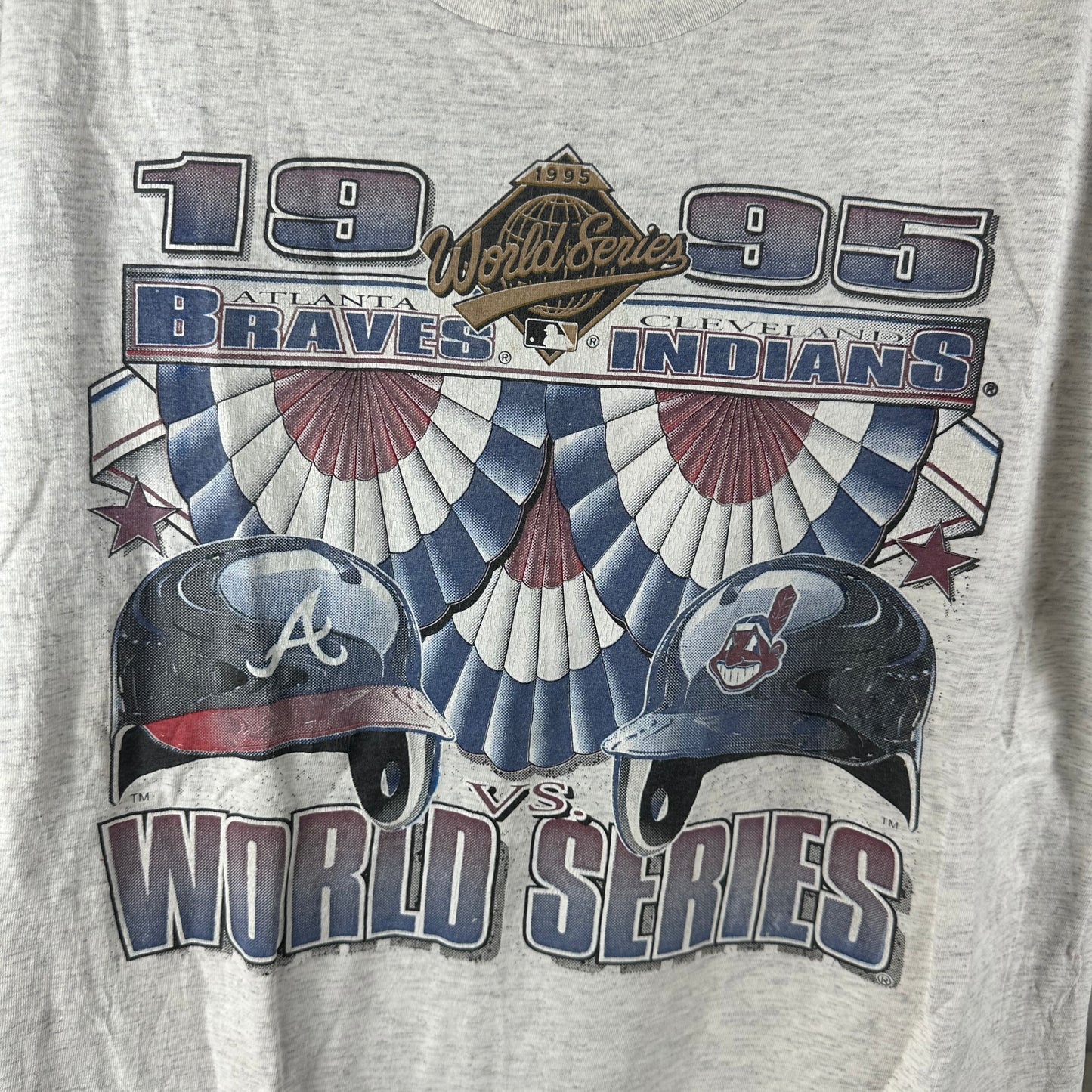 Vintage 1995 MLB World Series Cleveland Indians Atlanta Braves Single Stitch T-shirt