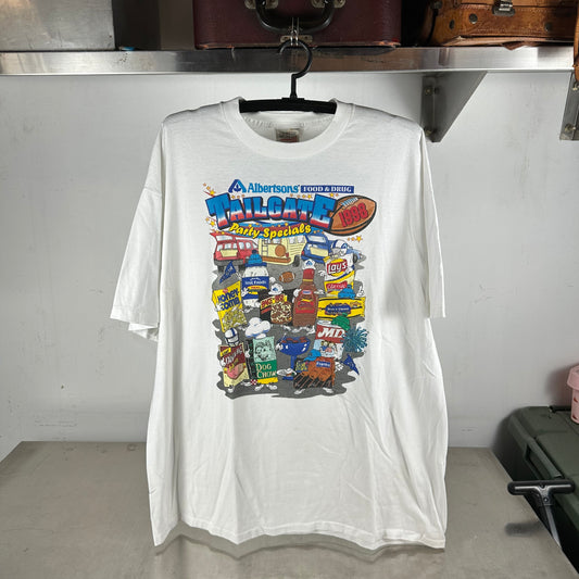 Vintage 1998 Albertsons Tailgate Food Snacks Graphic Single Stitch T-shirt