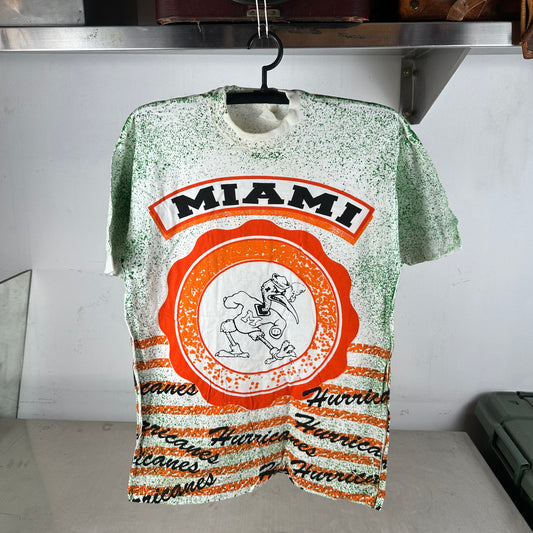 Vintage 90s Miami Hurricanes NCAA All Over Print AOP Single Stitch T-Shirt