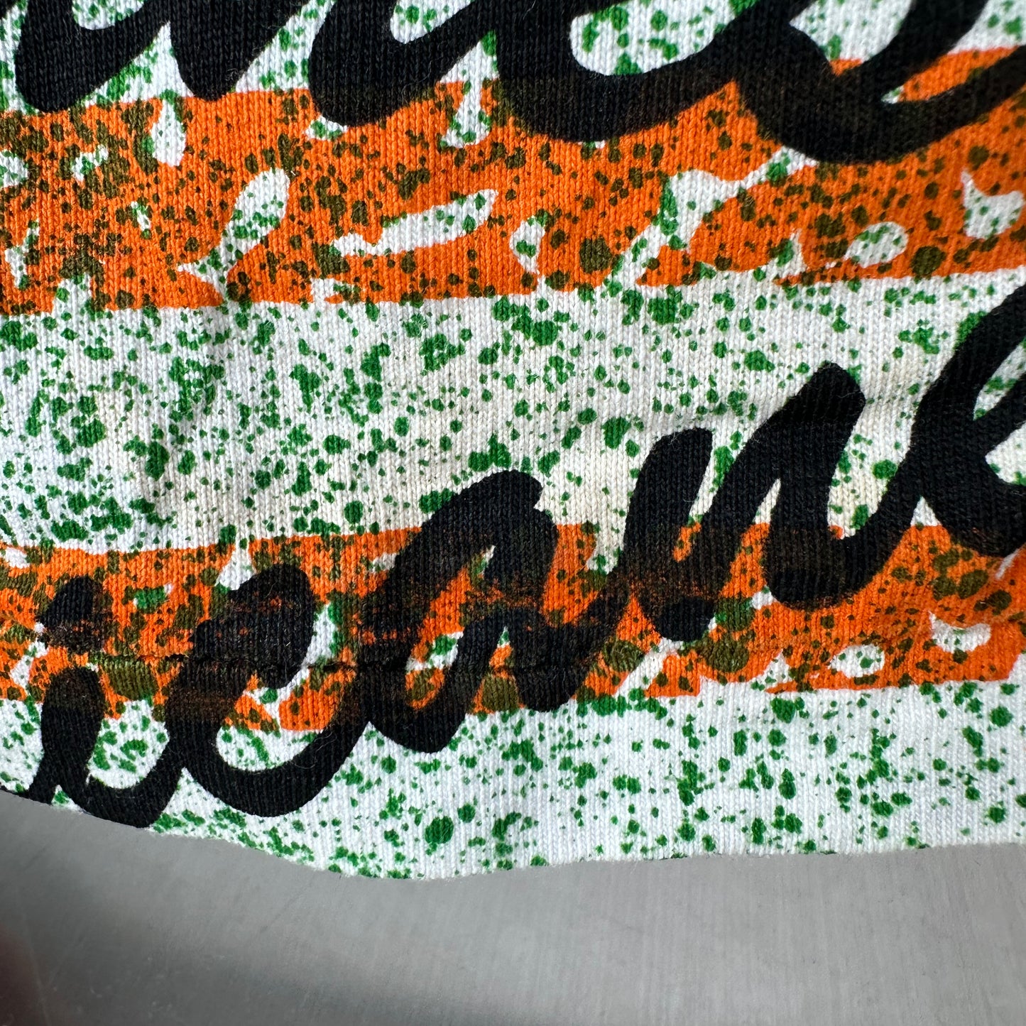 Vintage 90s Miami Hurricanes NCAA All Over Print AOP Single Stitch T-Shirt