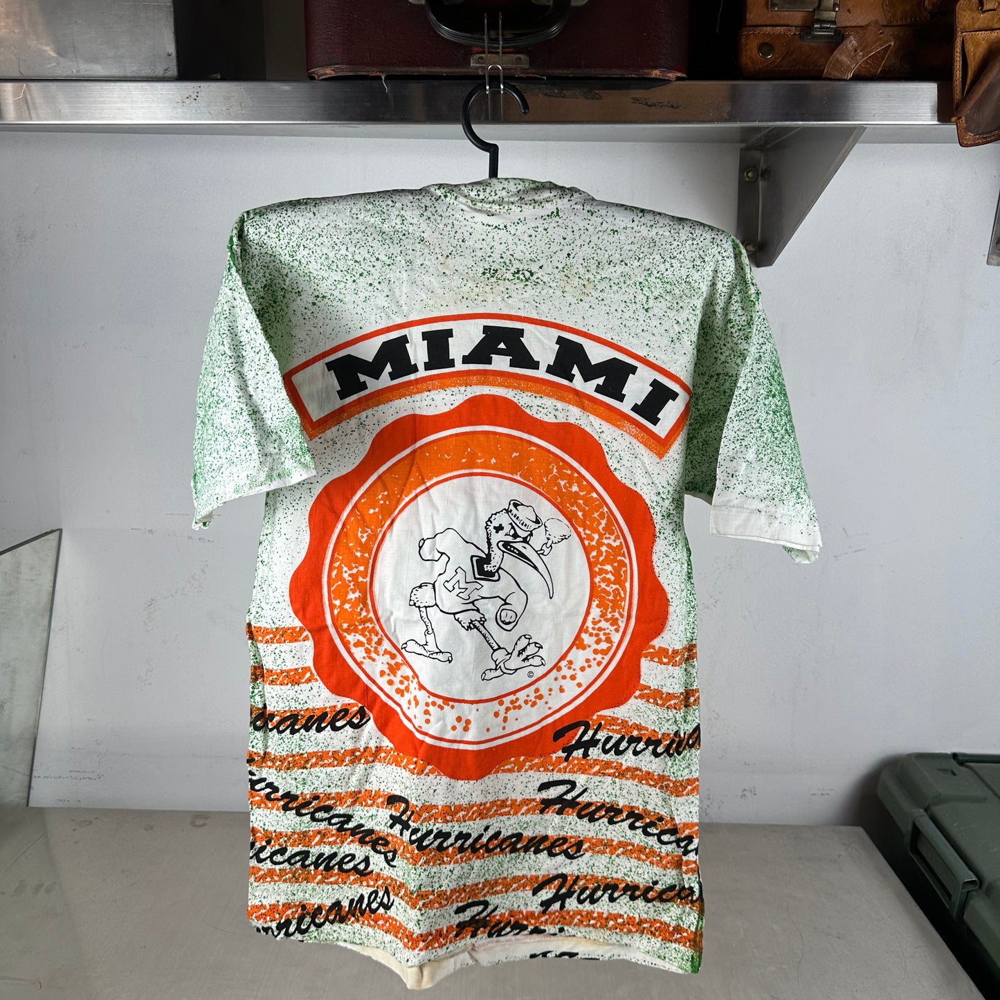 Vintage 90s Miami Hurricanes NCAA All Over Print AOP Single Stitch T-Shirt