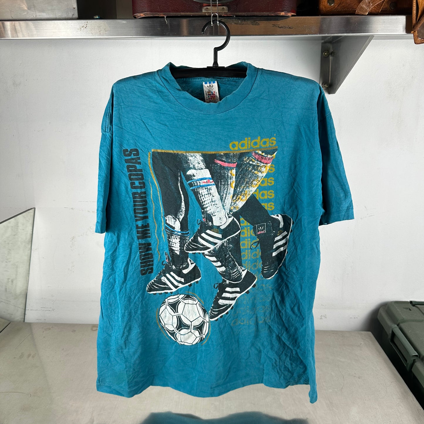 Vintage 90s Adidas Soccer Show Me Your Copas Graphic Single Stitch T-shirt
