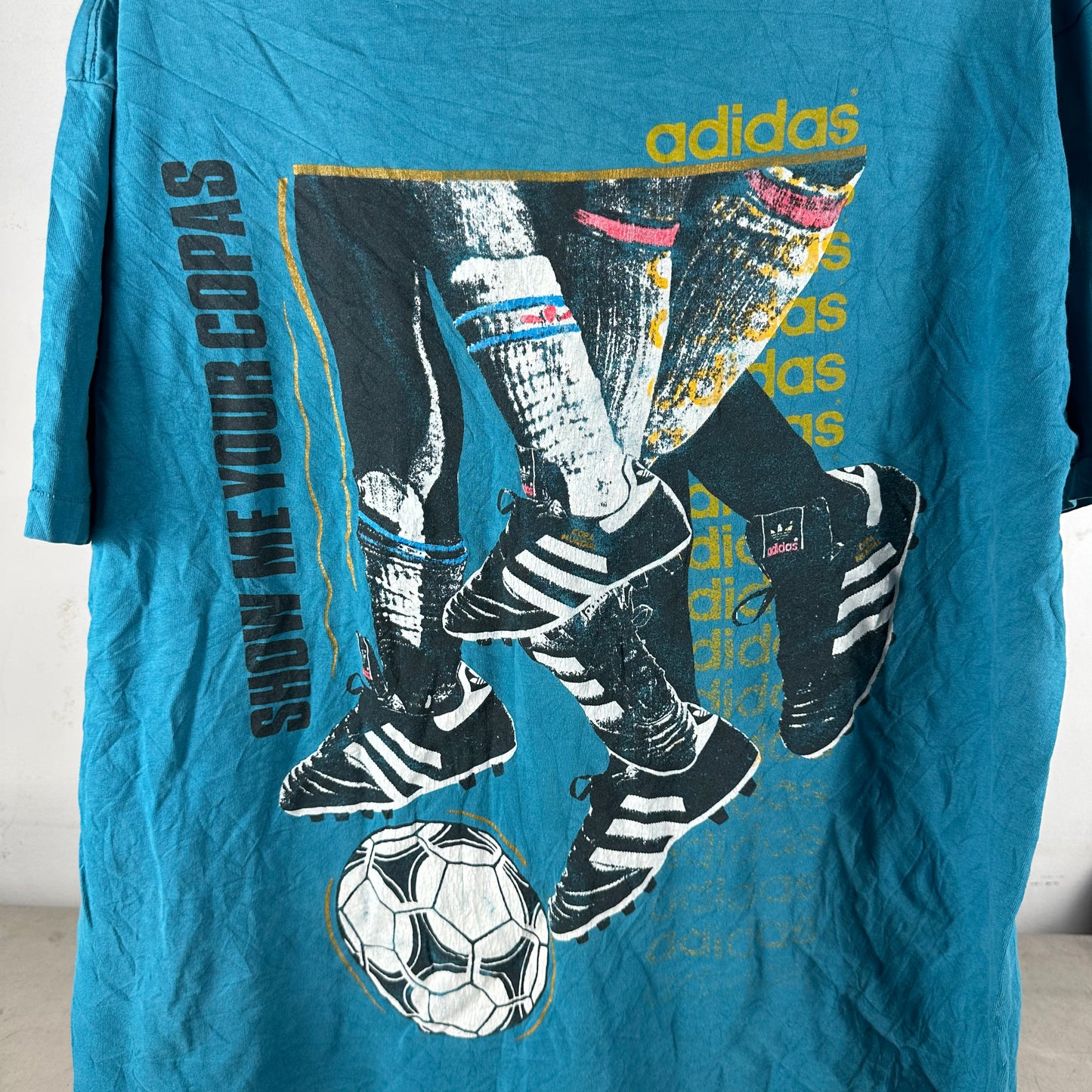 Vintage 90s Adidas Soccer Show Me Your Copas Graphic Single Stitch T-shirt