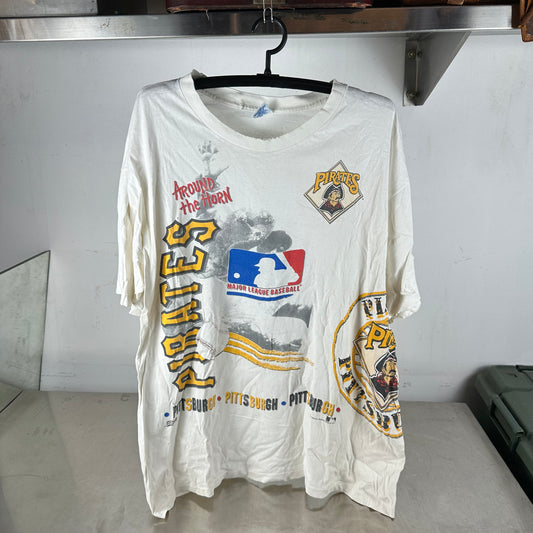 Vintage 1991 Pittsburgh Pirates Around the Horn MLB Salem Sportswear AOP T-shirt