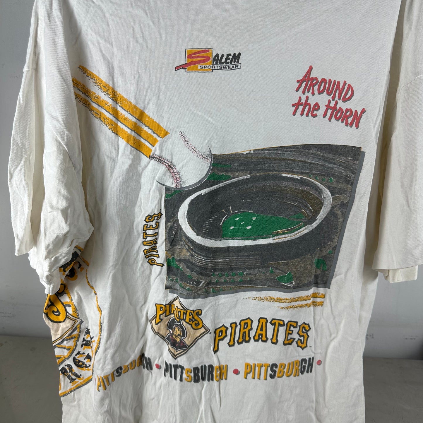 Vintage 1991 Pittsburgh Pirates Around the Horn MLB Salem Sportswear AOP T-shirt