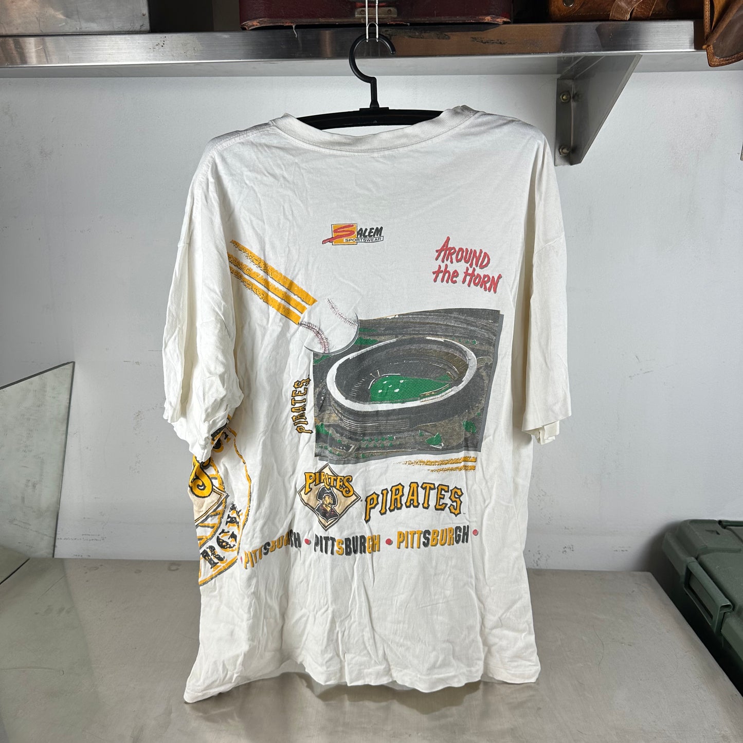 Vintage 1991 Pittsburgh Pirates Around the Horn MLB Salem Sportswear AOP T-shirt