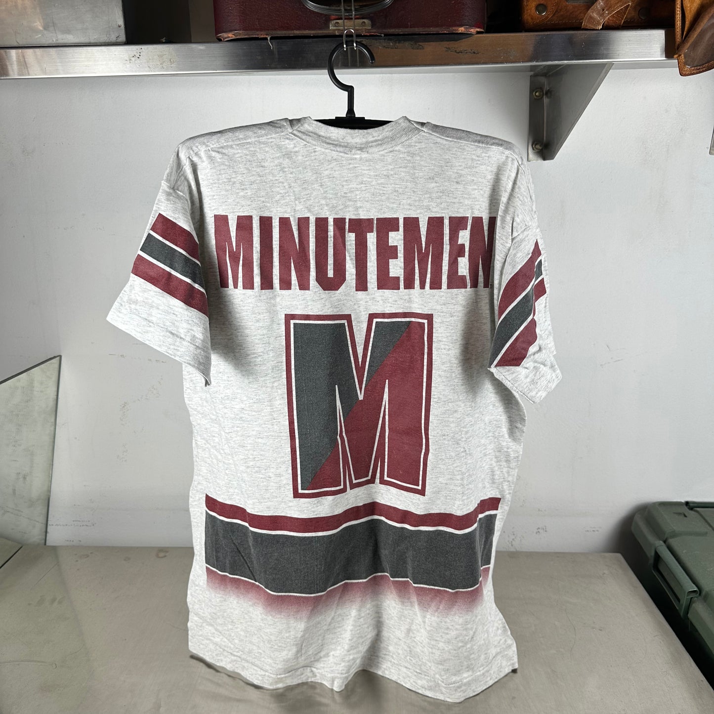 Vintage 90s UMass Minutemen Basketball NCAA All Over Print AOP Single Stitch T-shirt