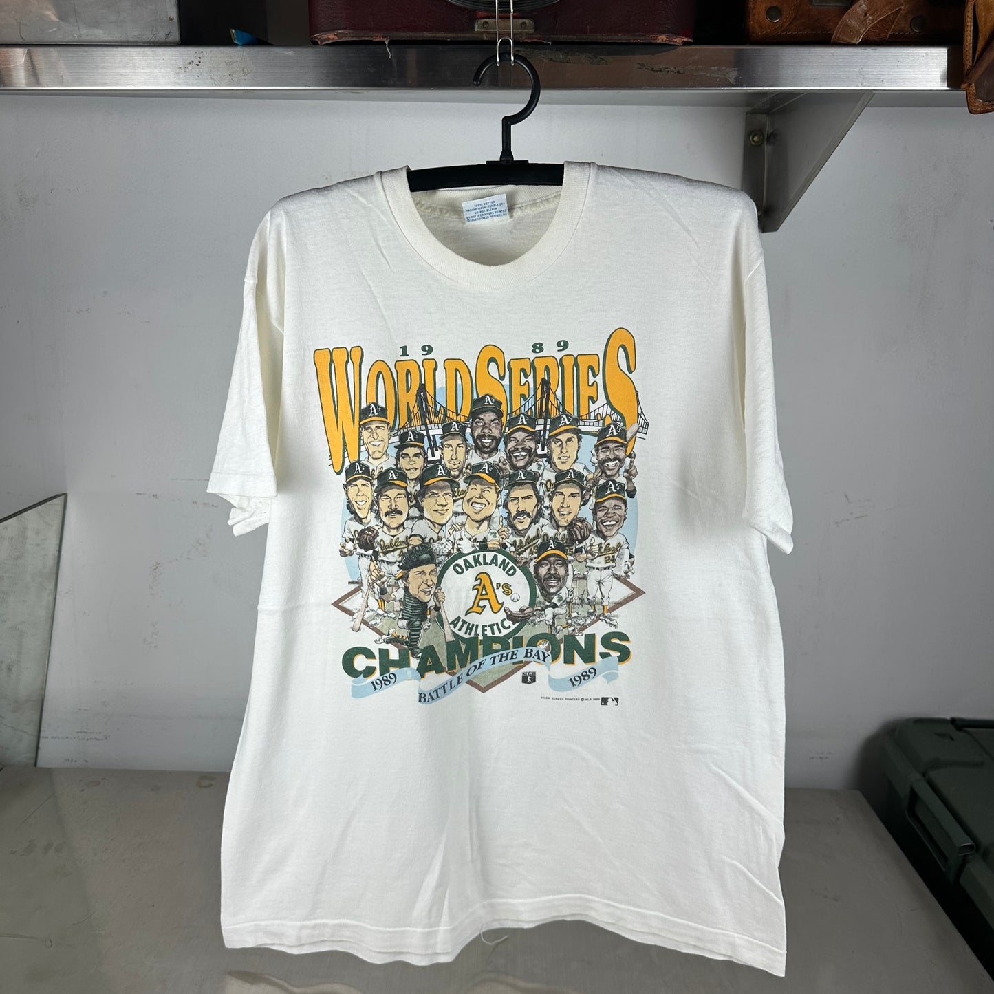 Vintage 1989 Oakland Athletics MLB World Series Champions Caricature T-shirt
