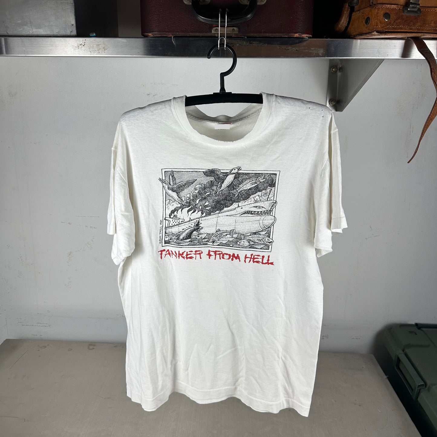 Vintage 1989 Ray Troll Tanker From Hell Graphic Single Stitch T-shirt