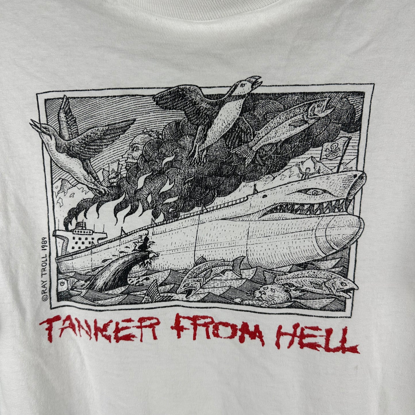Vintage 1989 Ray Troll Tanker From Hell Graphic Single Stitch T-shirt