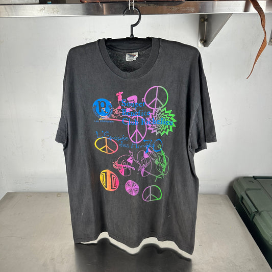 Vintage 90s Peace Sign Psychedelic Double Sided Graphic Single Stitch T-shirt