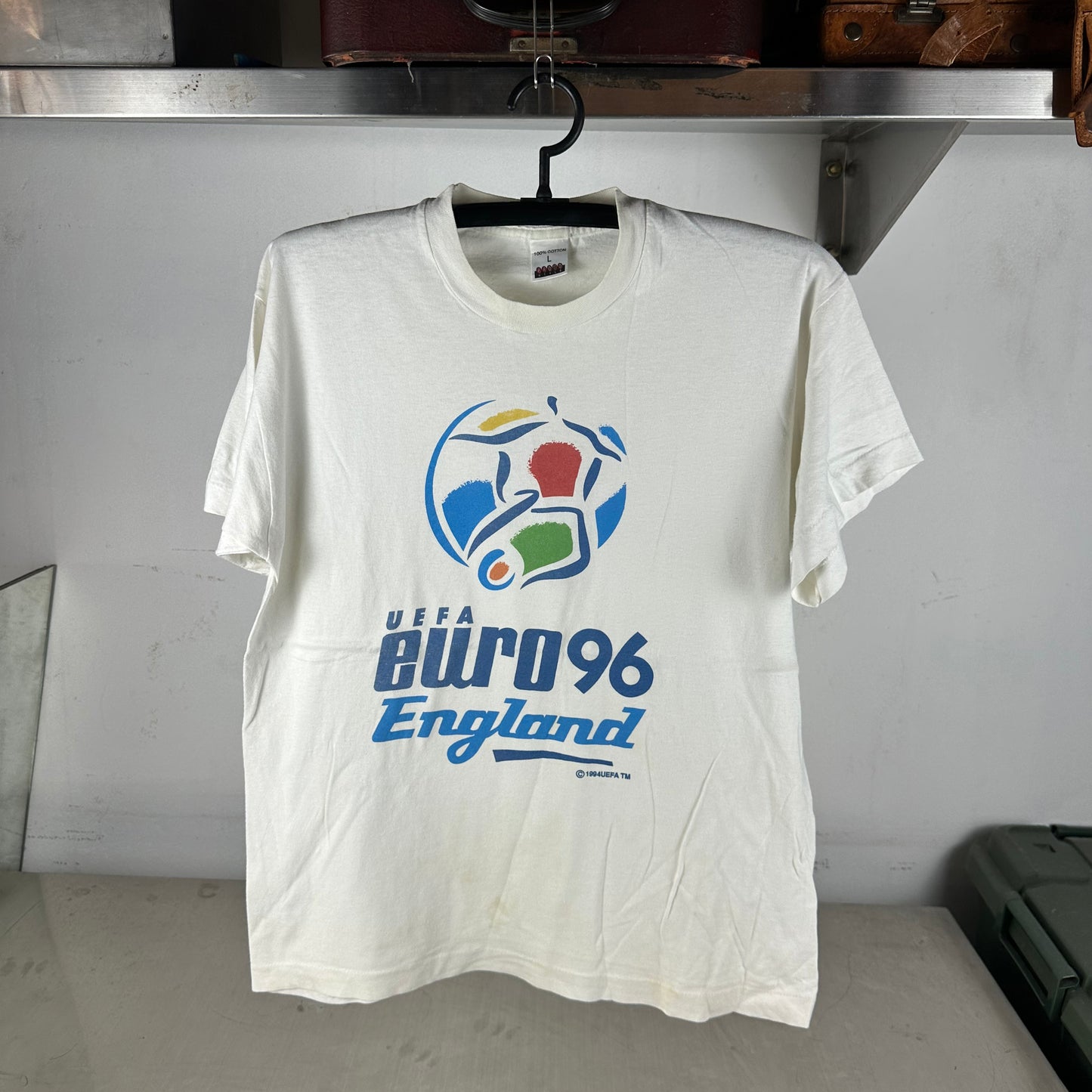 Vintage 1996 England UEFA European Football Championship Soccer Single Stitch T-shirt
