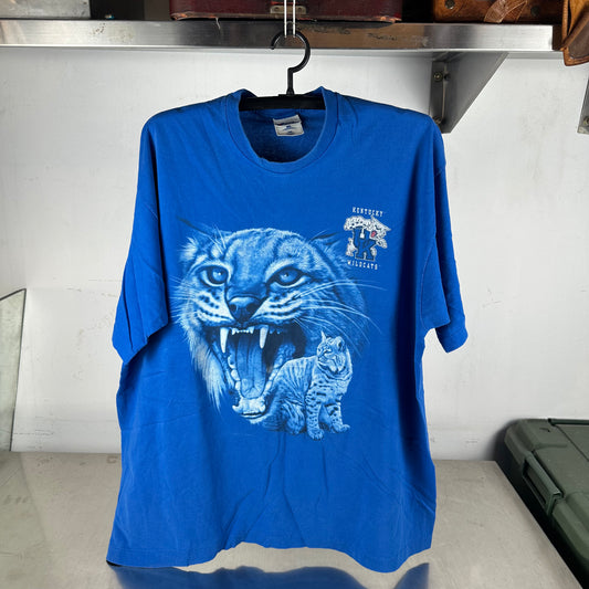 Vintage 90s Kentucky Wildcats NCAA Mascot Graphic Single Stitch T-shirt