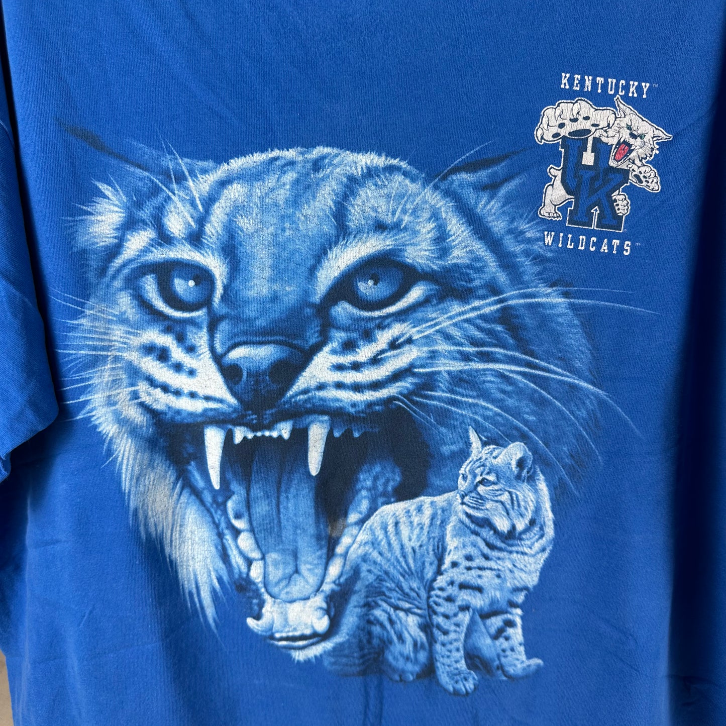 Vintage 90s Kentucky Wildcats NCAA Mascot Graphic Single Stitch T-shirt