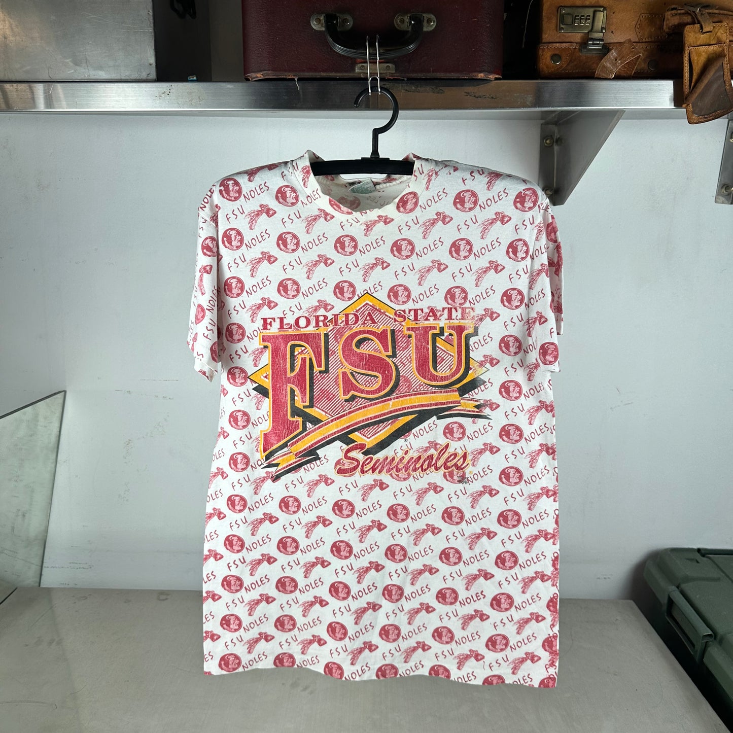 Vintage 90s FSU Seminoles NCAA All Over Print AOP Single Stitch T-shirt