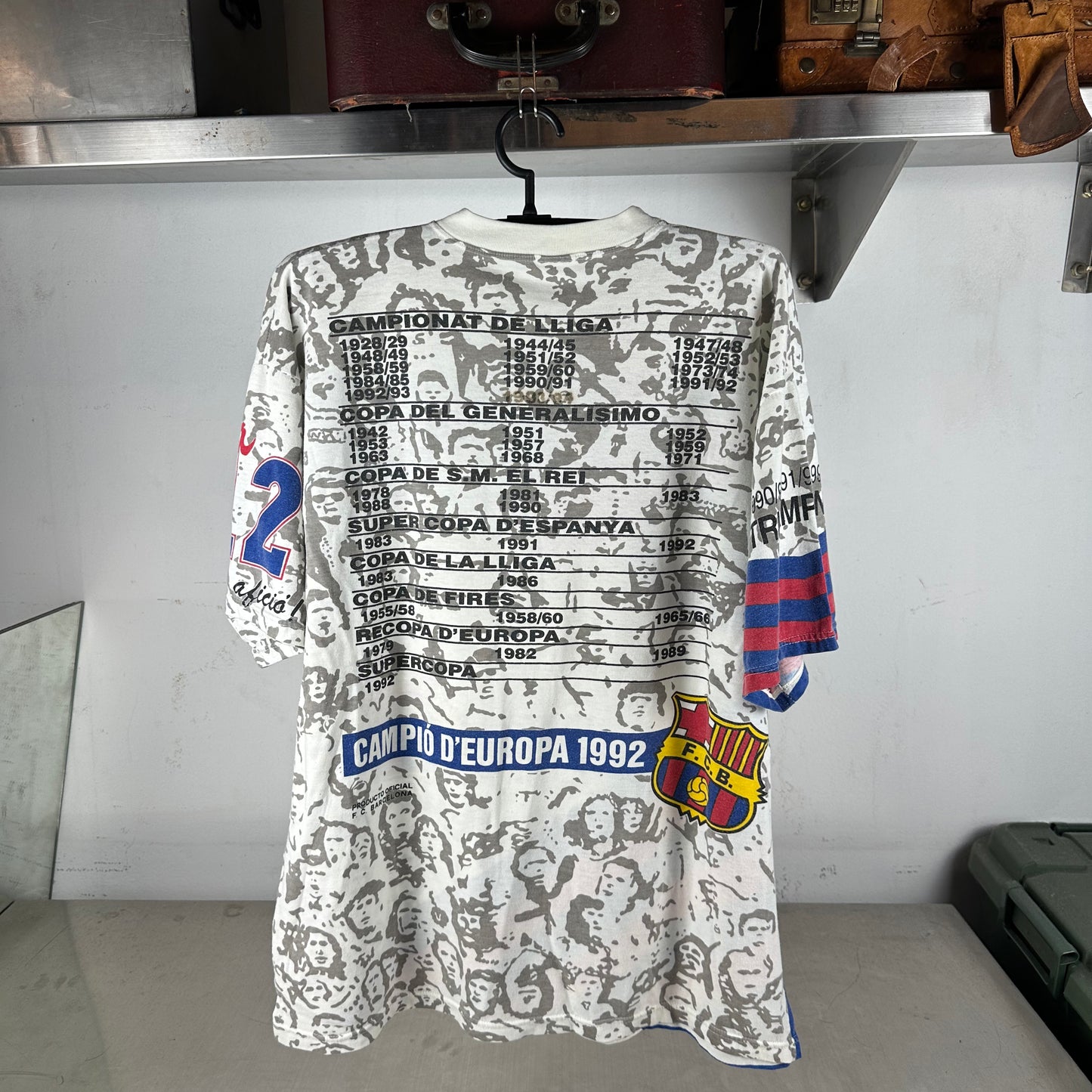 Vintage 1992 FC Barcelona Campio D Europa All Over Print Soccer AOP T-shirt