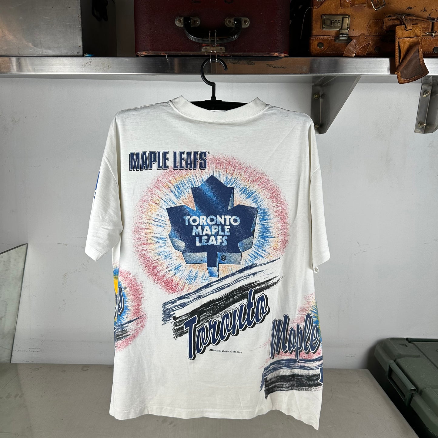 Vintage 1993 Toronto Maple Leafs Bulletin Athletic NHL AOP Single Stitch T-shirt