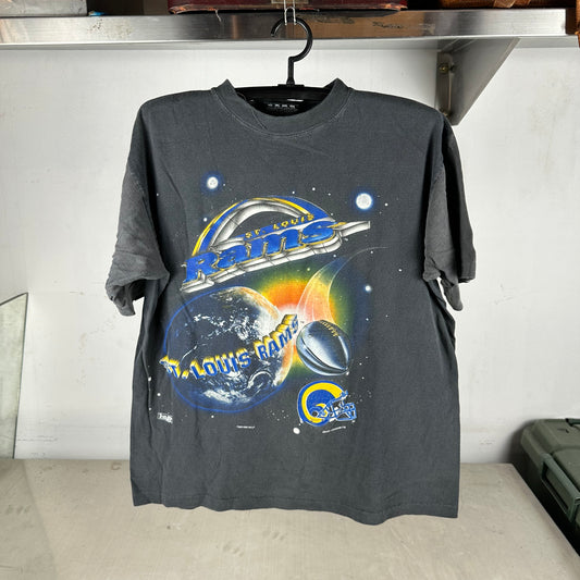 Vintage 1995 St. Louis Rams NFL Space Artwork Single Stitch T-shirt