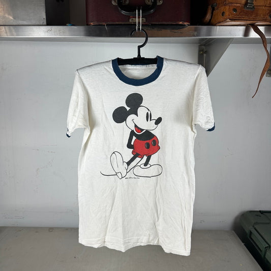 Vintage 80s 90s Mickey Mouse Disney Cartoon Graphic Ringer Single Stitch T-shirt