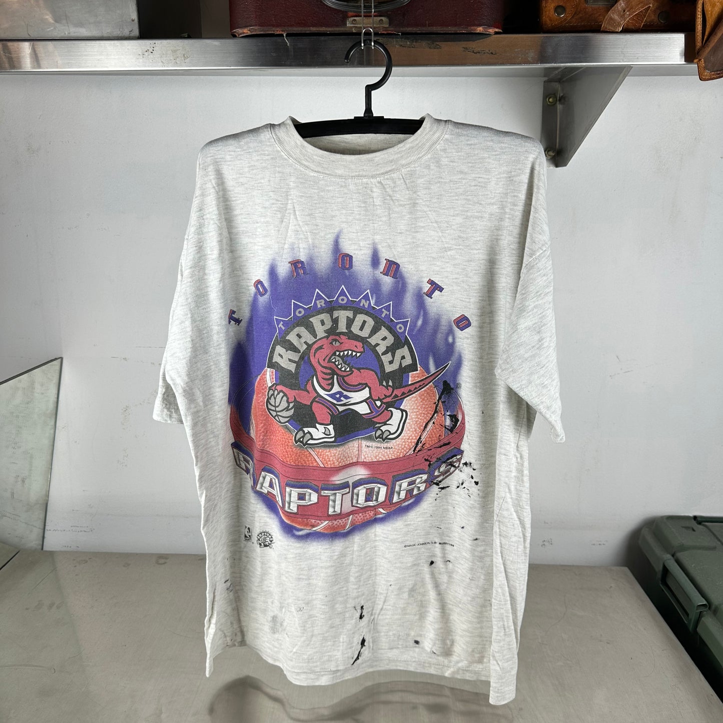 Vintage 1994 Toronto Raptors NBA Basketball Flame Graphic Single Stitch T-shirt