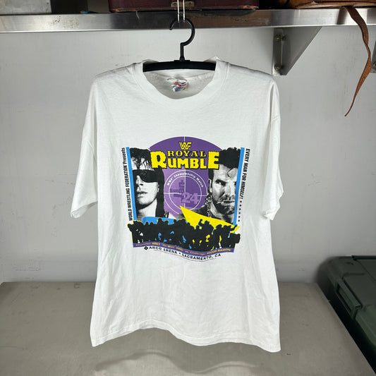 Vintage 1992 WF Royal Rumble Bret Hart VS Razor Ramon Promo Single Stitch T-shirt