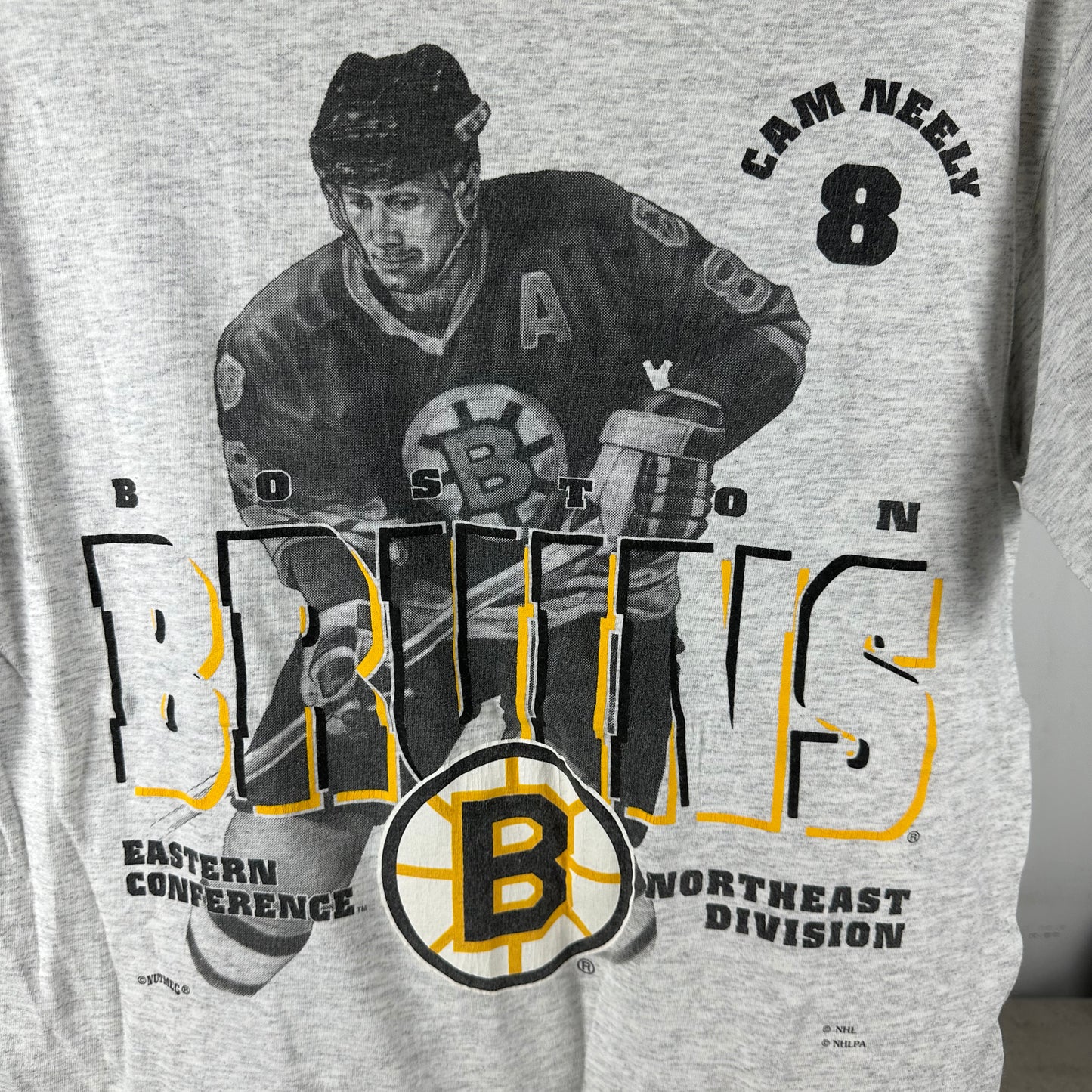 Vintage 90s Cam Neely Boston Bruins NHL Nutmeg Graphic T-shirt